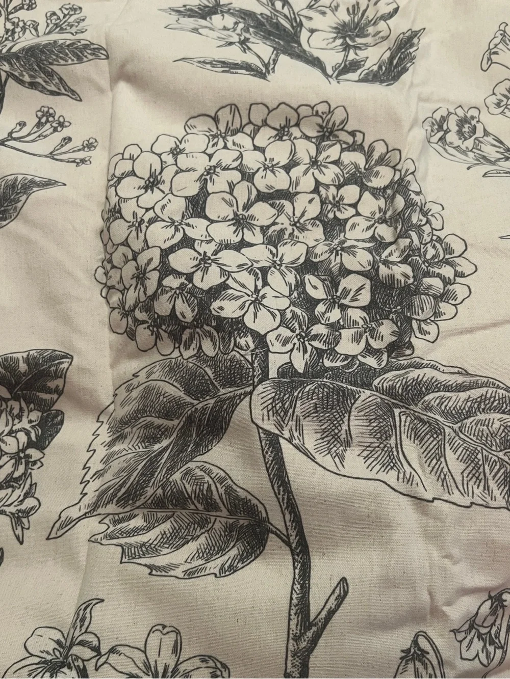 Botanical Floral Throw Pillow Covers in Black and Cream x2